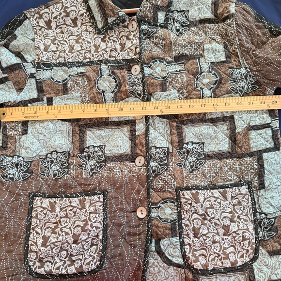 Koos Women's 100% Silk Patchwork Utility Jacket, Size L, Gorgeous! - Picture 8 of 9